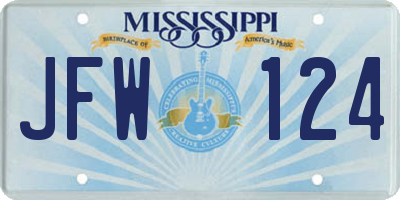 MS license plate JFW124