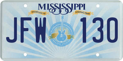 MS license plate JFW130