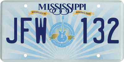 MS license plate JFW132