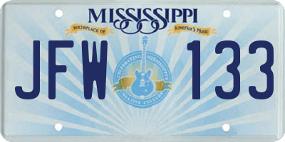 MS license plate JFW133