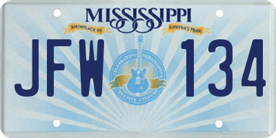 MS license plate JFW134
