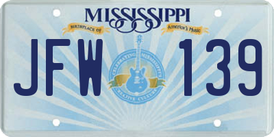 MS license plate JFW139