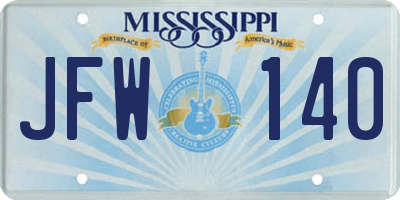MS license plate JFW140