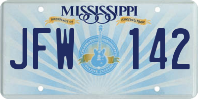 MS license plate JFW142
