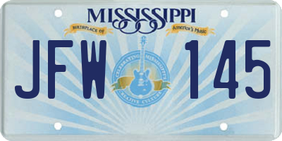 MS license plate JFW145