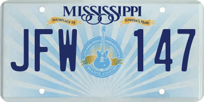 MS license plate JFW147