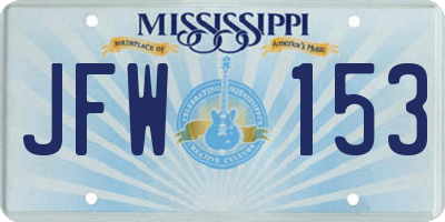MS license plate JFW153
