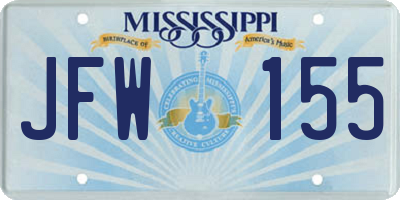 MS license plate JFW155
