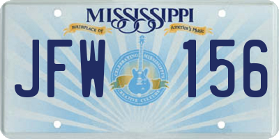 MS license plate JFW156