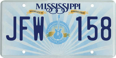MS license plate JFW158