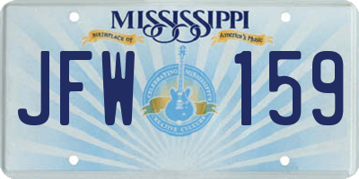 MS license plate JFW159
