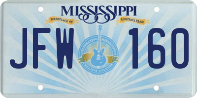 MS license plate JFW160