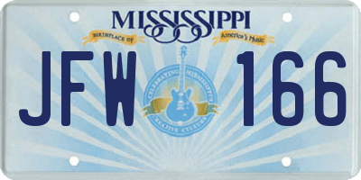 MS license plate JFW166