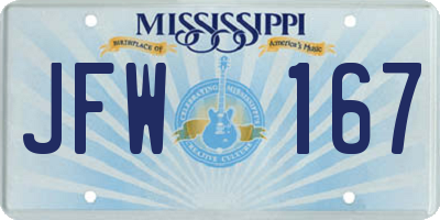 MS license plate JFW167