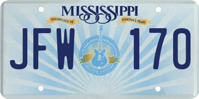 MS license plate JFW170