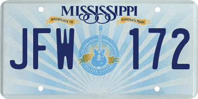 MS license plate JFW172