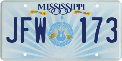 MS license plate JFW173
