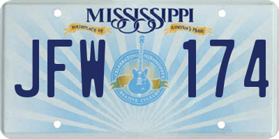 MS license plate JFW174