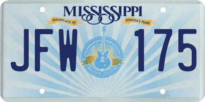 MS license plate JFW175