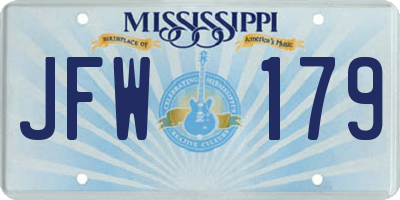 MS license plate JFW179