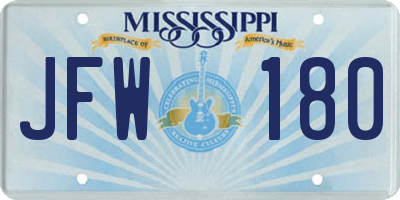 MS license plate JFW180