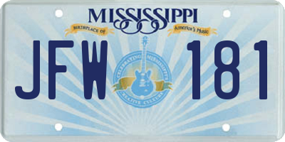 MS license plate JFW181