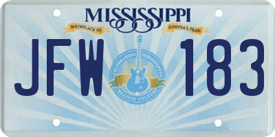 MS license plate JFW183