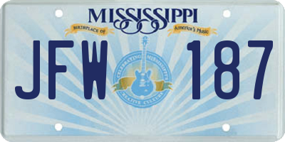 MS license plate JFW187