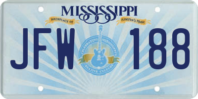MS license plate JFW188