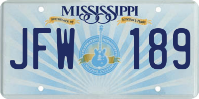 MS license plate JFW189