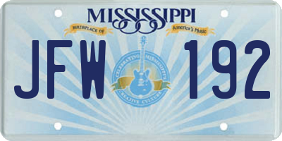 MS license plate JFW192