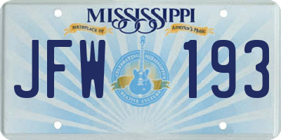 MS license plate JFW193