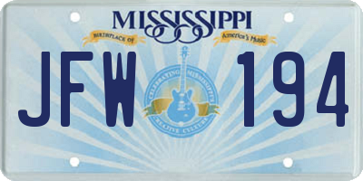 MS license plate JFW194