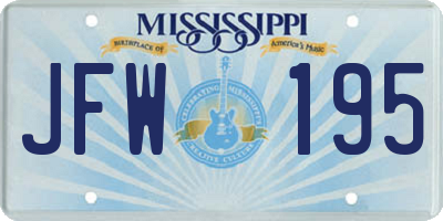 MS license plate JFW195