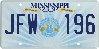 MS license plate JFW196