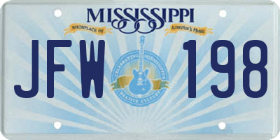 MS license plate JFW198