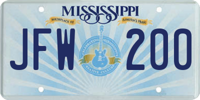 MS license plate JFW200