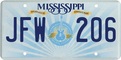 MS license plate JFW206