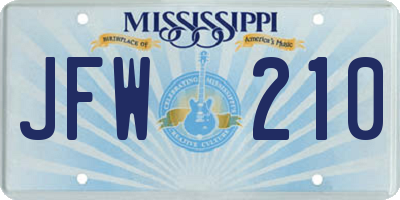 MS license plate JFW210