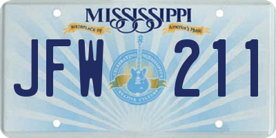 MS license plate JFW211