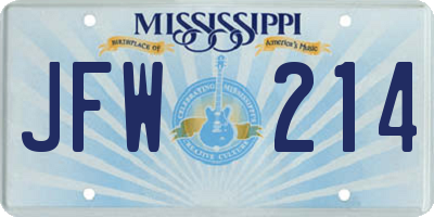 MS license plate JFW214