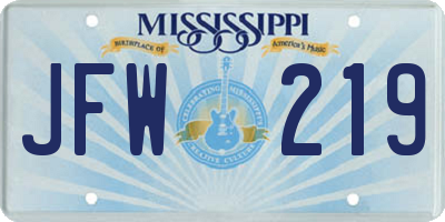 MS license plate JFW219