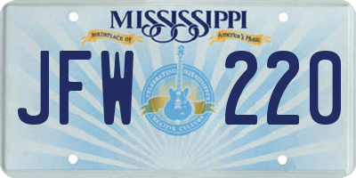 MS license plate JFW220