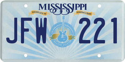 MS license plate JFW221