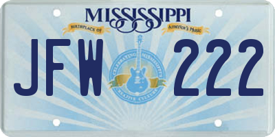 MS license plate JFW222