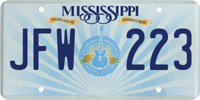 MS license plate JFW223