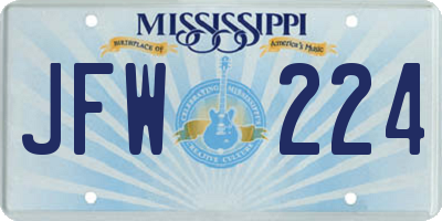 MS license plate JFW224