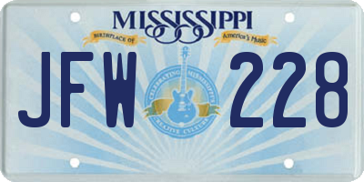 MS license plate JFW228