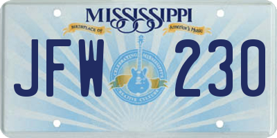 MS license plate JFW230