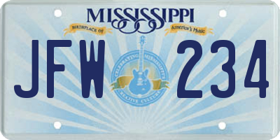 MS license plate JFW234